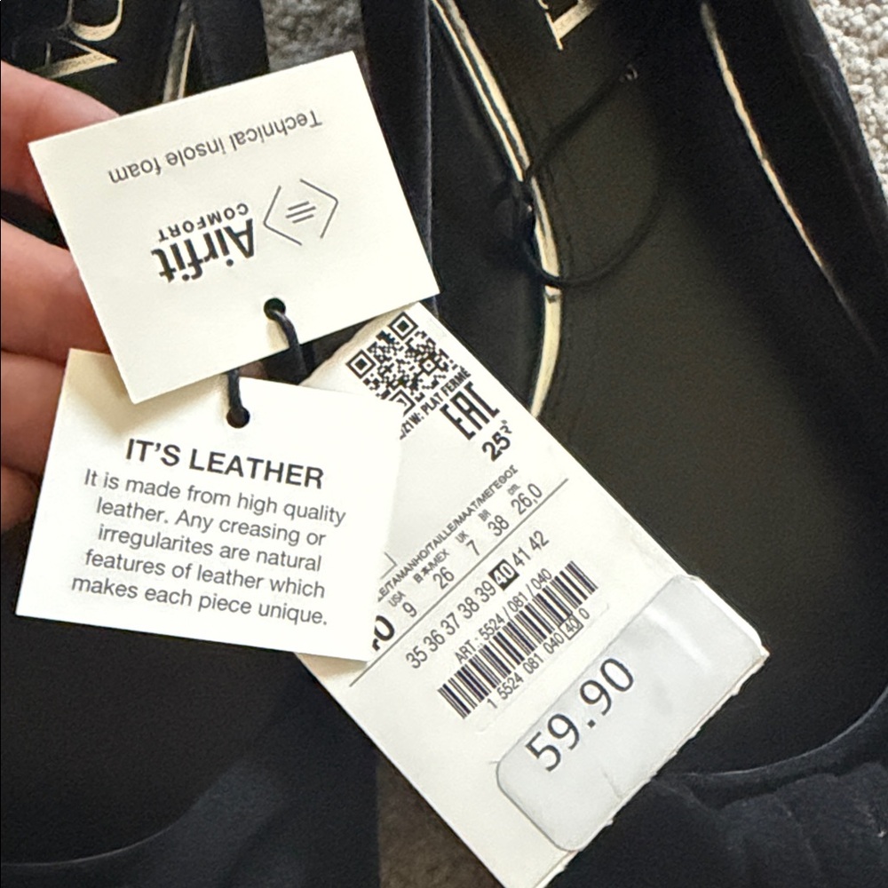 Zara Black Pointed Toe Bow Flats - Picture 2 of 3